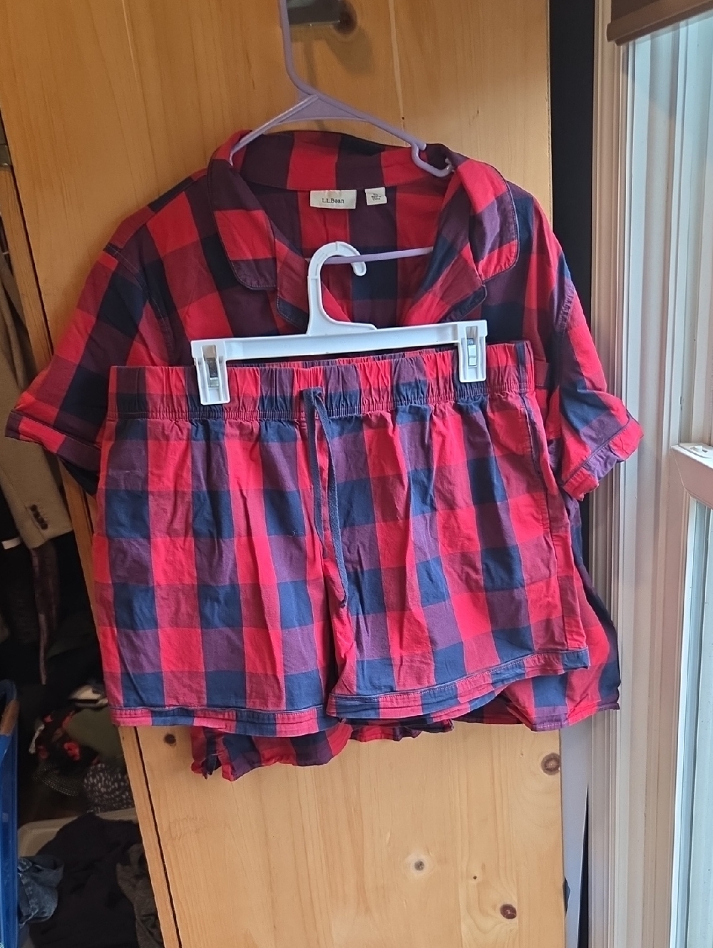 L.L. Bean Red & Navy Buffalo Check Pajama Set